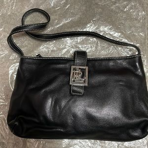 RLL cute detailing on this lightly used black leather shoulder bag